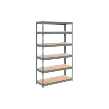 Global Equipment Extra Heavy Duty Shelving 48"W x 24"D x 72"H With 6 Shelves, Wood Deck, Gry 255691